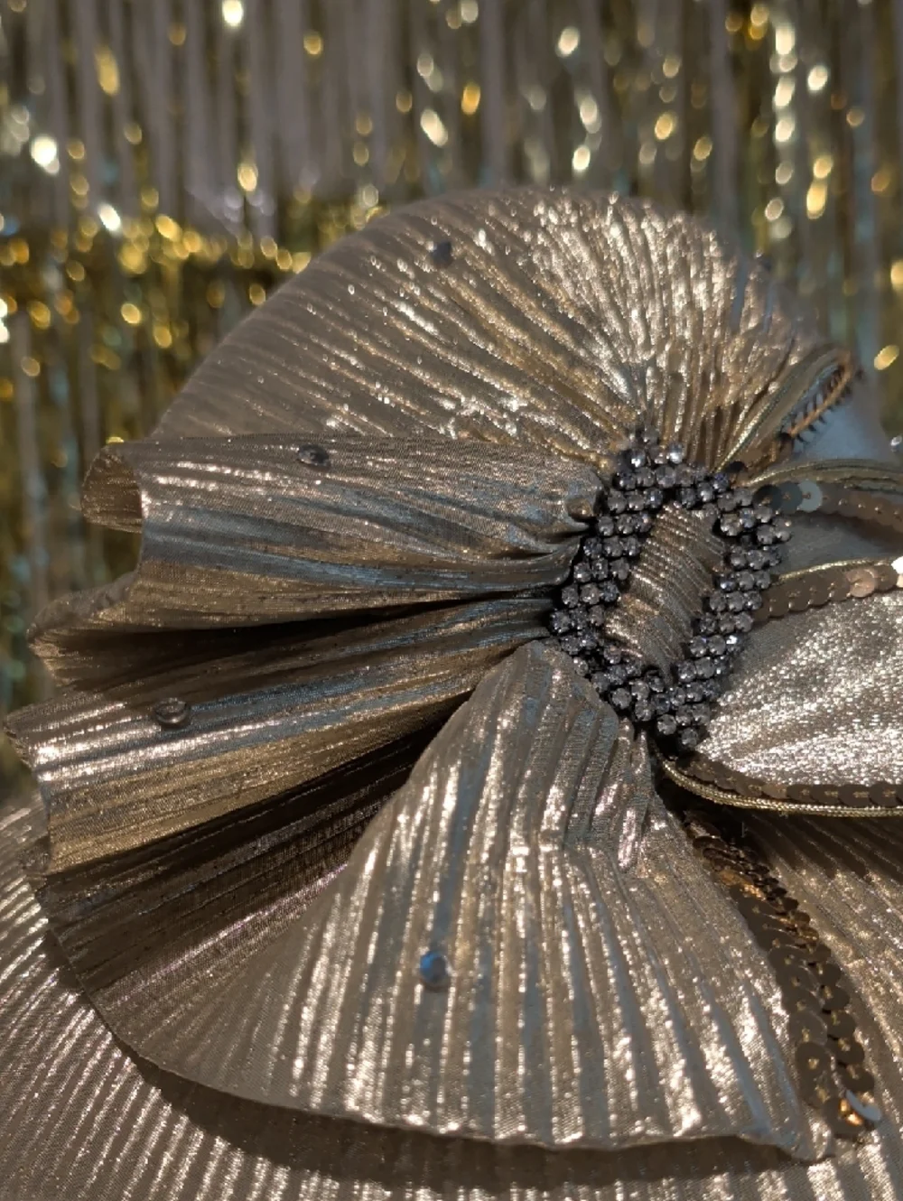 🔥Elegant Gold Party Hat with Rhinestone Bow - Mr. Hi's Collection